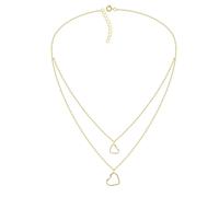 Dew Gold Plated Layered Double Heart 18" Necklace 97015GD - - Gold Plated