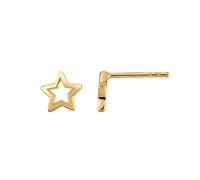 DEW Gold Plated Open Star Stud Earrings - Gold Plated Sterling Silver, Open Cutout Outline Design, Celestial Style, Great for Gifting