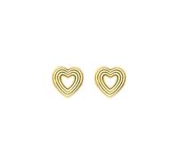 Dew Gold Plated Ridged Open Heart Stud Earrings 45812GD - Bold - Gold Plated