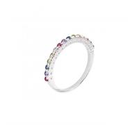 Dew Half Eternity Multi Zirconia Ring 1441MCZ - Modern Style | - Size M - Sterling Silver / Zirconia