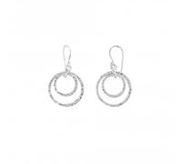 Dew Hammered Double Circle Drops 6691HP - Polished Quality | - Sterling Silver
