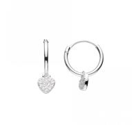Dew Heart Zirconia 12mm Sleeper Hoop Earrings 58762CZ - Timeless - Sterling Silver