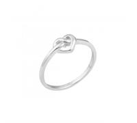 Dew Heritage Heart Love Knot Ring 2415HP - Premium Finish | Acotis - Size O - Sterling Silver / Gold Plated / Zirconia