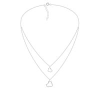 Dew Layered Double Heart 18" Necklace 97015HP - Distinctive - Sterling Silver