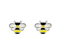 DEW Mini Enamel Bee Stud Earrings - Sterling Silver, Cute and Fun Nature Inspired Jewellery