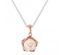 Dew Mother of Pearl Pink Carnation Rose Gold Plate Pendant