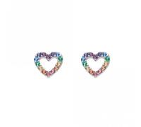Dew Open Heart Multi Nano Gems Stud Earrings 37811MCZ - Classic Look - Sterling Silver