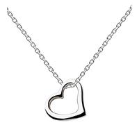 Dew Open Heart Necklace - Sterling Silver, Classic Design, 18" Chain, Delicate Asymmetric Heart Pendant, A Symbol of Love, Compassion & Romance