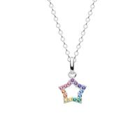 Dew Open Star Pendant Necklace - Sterling Silver with Rainbow Nano Gems, 18" Chain, Matching Earrings Available