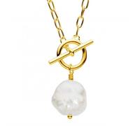 Dew 10mm Freshwater Pearl Gold Plated T-Bar 18" Necklace 97737GFP - Sterling Silver