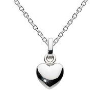 Dew Puff Heart Necklace - Sterling Silver, Classic Style, 18" Chain, Softly Curved 3D Design, A Symbol of Love & Compassion, Romantic Gift Idea