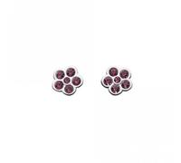 Dew Purple Crystal Flower Stud Earrings 3245PCR - Bold Statement | - Sterling Silver