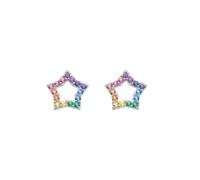 Dew Rainbow Nano Gem Open Star Stud Earrings 34870MCZ - Sterling Silver