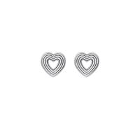 Dew Ridged Open Heart Stud Earrings 45812HP | Acotis - Sterling Silver