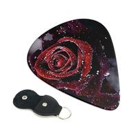 Dew Rose Printed Guitar Picks 6 Pcs Guitar Plectrum Acoustic Electric Guitar Pick For Bass Electric Acoustic Guitars Ukulele Thin Medium Thick Set 0.46mm