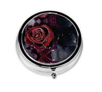 Dew Rose This Small, Round Pill Box is a Portable Travel Medicine Organizer with Three compartments for Storing Daily medications.