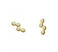 Dew Scattered Zirconia Gold Plated Stud Earrings 3711GCZ - Classic - Sterling Silver