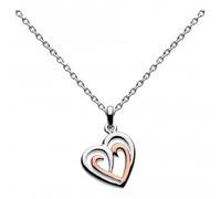 Dew Silver Amena Double Heart with Rose Gold Plate Pendant