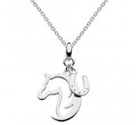 Dew Silver Dinky Hoofing Around Horse & Horseshoe Pendant