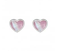 Dew Silver Dinky Pink Mother of Pearl Heart Stud Earrings 3062PMP