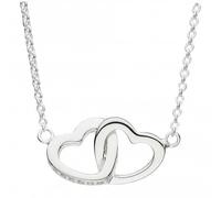 Dew Silver Double Linked Heart with Cubic Zirconia 18 Necklace 9072CZ024