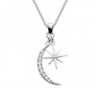 Dew Silver Drop Crescent Moon and Star Cubic Zirconia 18