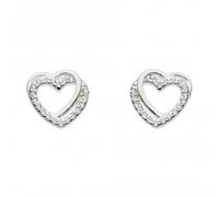 Dew Silver Entwined Heart with Cubic Zirconia Stud Earrings