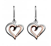 Dew Silver Heart Strands with Rose Gold Plate Drop Earrings