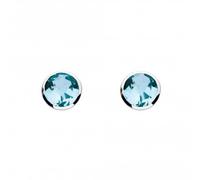 Dew Silver Medium Round Blue Topaz Cubic Zirconia Earrings 3039BT014