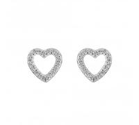 Dew Silver Open Cubic Zirconia open Heart Stud Earrings