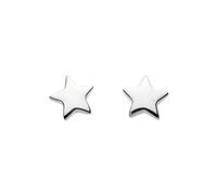 DEW Small Star Stud Earrings - Sterling Silver, Solid Design, Facing Pair (Mirrored Left and Right), Cute Celestial Design