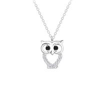 Dew Sparkling Owl 18" Necklace - Sterling Silver, Cubic Zirconia - Pretty and Glistening. Matching Earrings available.