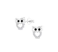 Dew Sparkling Owl Stud Earrings - Sterling Silver and Cubic Zirconia - Matching Necklace Available