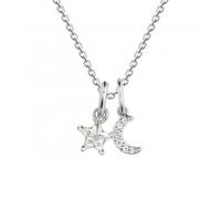 Dew Star and Moon Zirconia Necklace 9409CZ - Sterling Silver / Zirconia