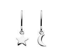 DEW Star & Moon Drop Earrings - Sterling Silver, Mismatched Pair, Celestial Style, Contemporary Design, Fun Gift Idea