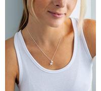 Dew Starfish & Freshwater Pearl Charm 18" Necklace - Sterling Silver, 3D Texture and Detail, Cute and Fun Ocean Inspired Design