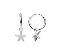 DEW Starfish Sleeper Hoop Earrings - Sterling Silver, 3D Detail, Classic Sleeper Style, Subtle Design