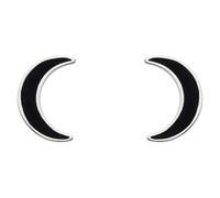 Dew Sterling Silver and Black Enamel Crescent Moon Stud Earrings - Pretty Lunar Design, Contemporary Jewellery, Luxury Gift Box, Matching Necklace Available