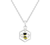 Dew Sterling Silver and Enamel Busy Bee and Combe Necklace - 18"