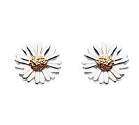 Dew Sterling Silver Daisy with Gold Plate Stud Earrings 4081GD016