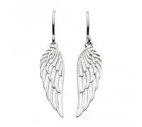 DEW Angel Wings Drop Earrings - Sterling Silver, Textured 3D Detail, Great for Gifting