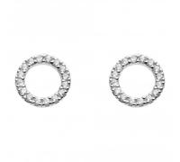 Dew Sterling Silver Cubic Zirconia Open Circle Stud Earrings