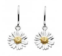 Dew Sterling Silver Daisy with Gold Plate Drop Earrings 6081GD018