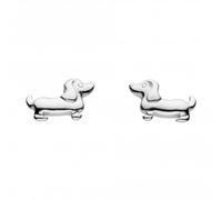 Dew Sterling Silver Dinky Charming Sausage Dog Stud Earrings 4860HP