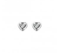 Dew Sterling Silver Dinky Cubic Zirconia Heart Stud Earrings