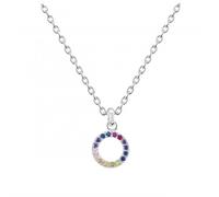 Dew Sterling Silver Dinky Open Circle Multi Cubic Zirconia Pendant - Sterling Silver / Zirconia