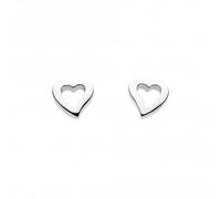 Dew Sterling Silver Dinky Simplistic Open Heart Stud Earrings