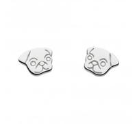 Dew Sterling Silver Dinky Sweet Pug Face Stud Earrings 4861HP