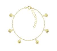 Dew Sterling Silver Gold-Plated Shell Charm Bracelet - Adorned with Six Mini Shell Charms, Contemporary Jewellery, Luxury Gift Box, Matching Necklace Available
