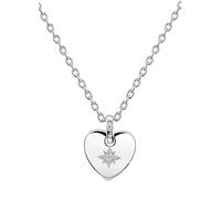Dew Sterling Silver Heart Cubic Zirconia in Star Necklace Silver
